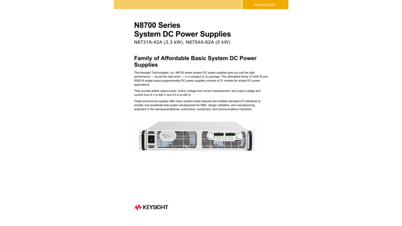 N8700 Series System DC Power Supplies
